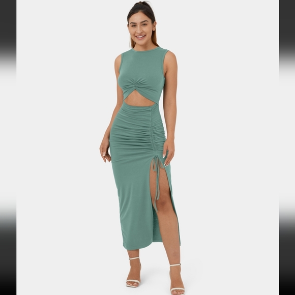 Halara Ruched Bodycon Midi Dress - Picture 1 of 4